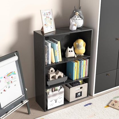 Wooden 3 Cube Storage Organizer, 3 Tier Low Bookcase Storage Display Organizer - Image 5