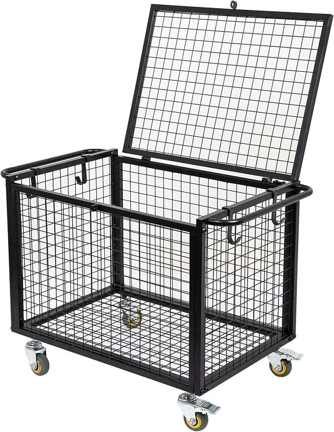 Metal Basketball Rolling Cart Sports Equipment Storage Wheel Basket Matte Black - Image 2
