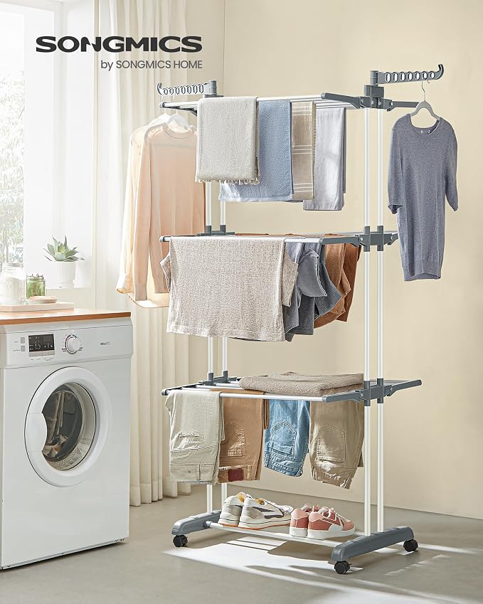 SONGMICS Clothes Drying Rack Stand 4-Tier, Foldable Laundry Drying Rack - Image 2
