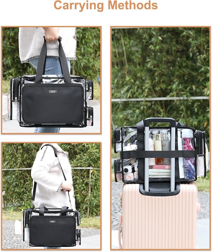 Relavel Extra Large Makeup Case and Clear Makeup Bag, Professional Cosmetic - Image 9
