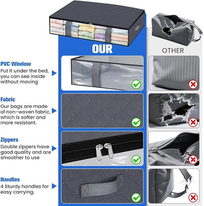 Under Bed Storage Containers, 8 Pack Blanket Storage Bags, Collapsible Storage - Image 6