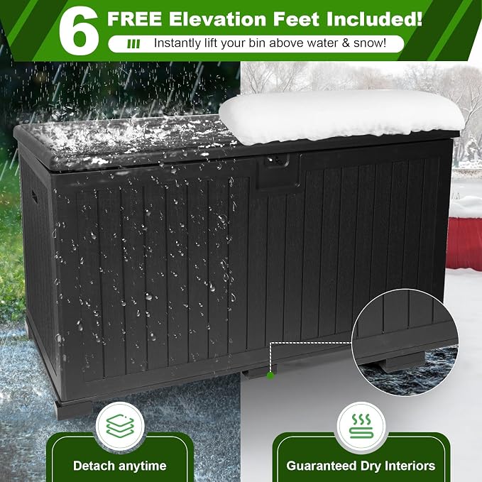 260 Gallon Outdoor Storage Box Waterproof, Extra Large Plastic Outside Deck Box - Image 4