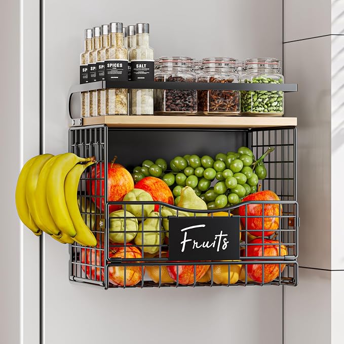 Magnetic Shelf for Fridge, Kitchen Storage Basket for Onion, Fruit and by Clothink