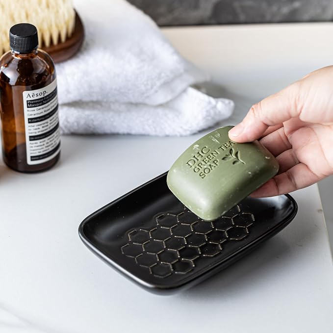 Gomakren Soap Dish for Shower, Bar Soap Holder, Ceramic Soap Dishes for Bar Soap - Image 3