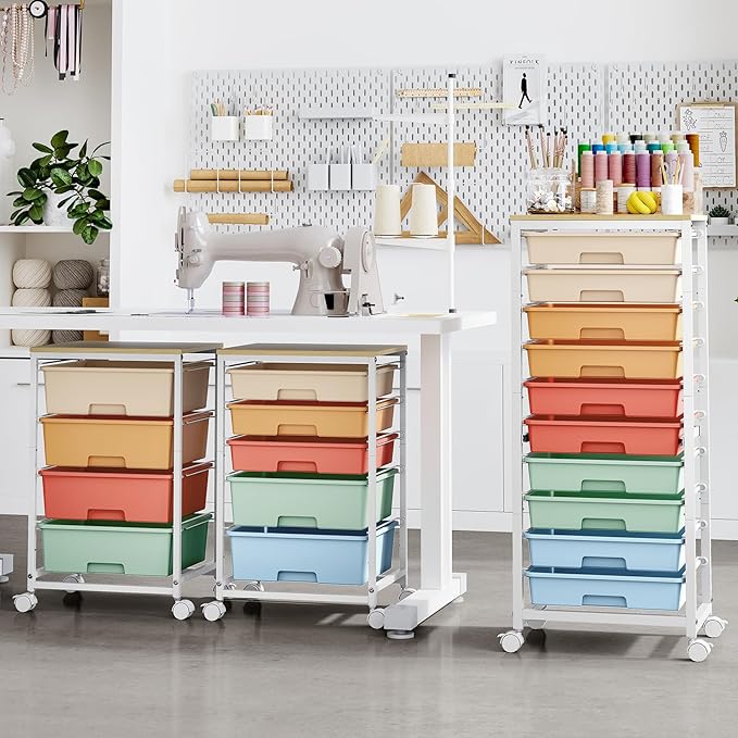 Rolling Cart with Drawers, 10 Drawer Rolling Cart, Storage Cart with Wheels - Image 2