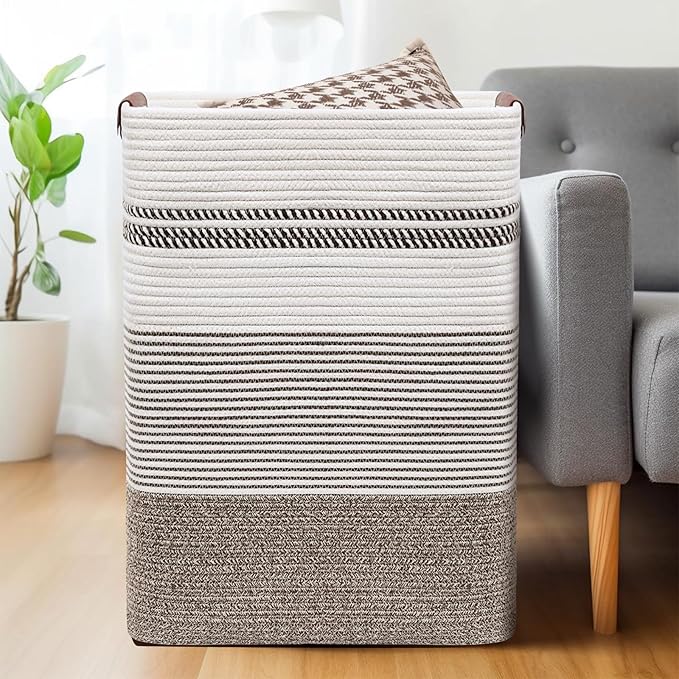 DOFASAYI Laundry Basket - 85L Large Cotton Rope Blanket Basket - Image 4