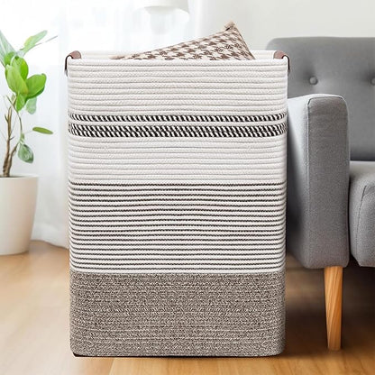 DOFASAYI Laundry Basket - 85L Large Cotton Rope Blanket Basket - Image 4