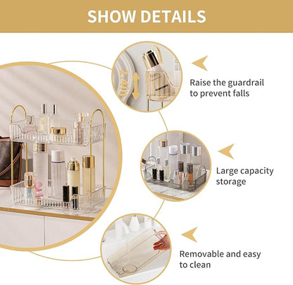 2 Tier Bathroom Organizer Countertop Makeup Perfume Tray Skincare Organizer - Image 6