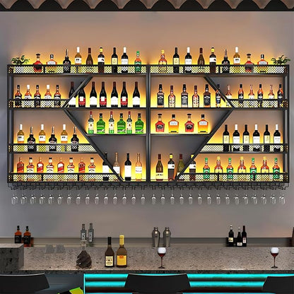 63in Metal Wine Rack Wall Mounted, Modern Wine Storage Rack Wall Mounted - Image 7