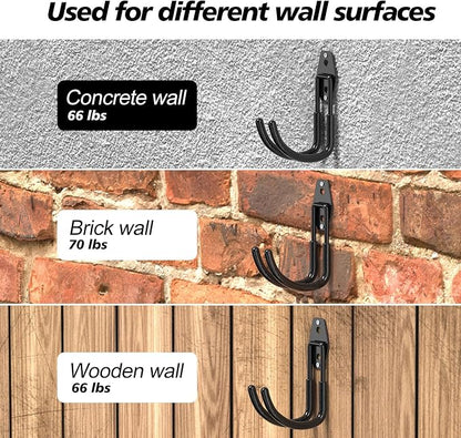 4 Pack Heavy Duty Garage Hooks, Solid Steel Wall Mount Hangers, - Image 5