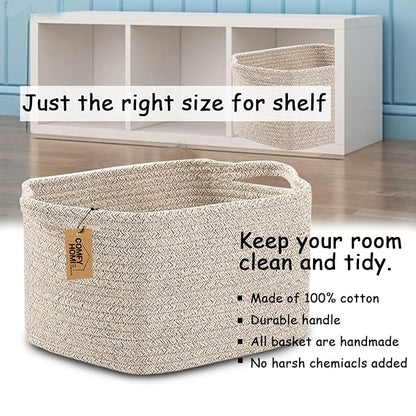 COMFY-HOMI Storage Basket for Shelves, Woven Baskets for Storage, Cotton Rope - Image 2