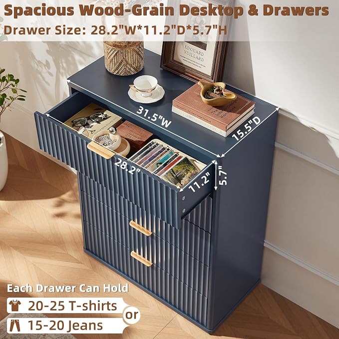 LEYAOYAO Fluted 5 Drawers Dresser - Image 6