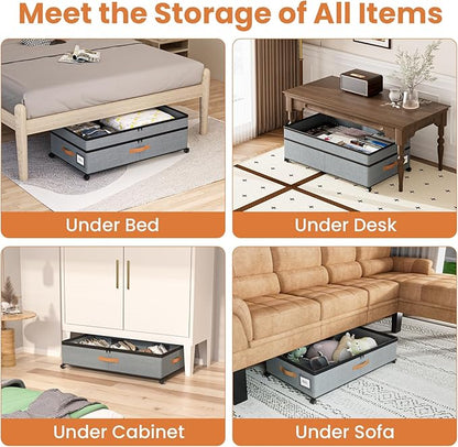 Under Bed Storage with Wheels, 72L XXL Under the Bed Storage Containers Large - Image 6