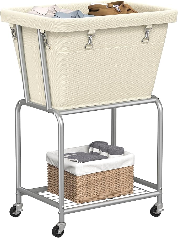 ELYKEN Laundry Cart with Wheels, Rolling Laundry Hamper with Removable Bag and by ELYKEN