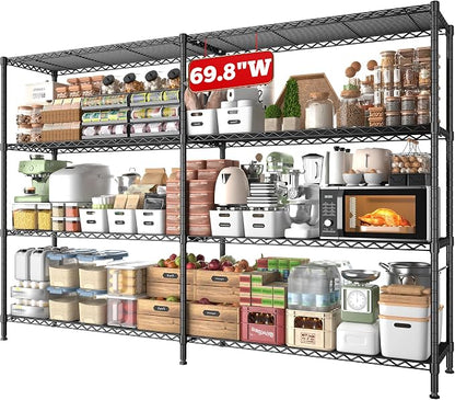 REIBII 69.8" W Storage Shelves 1250LBS Wire Shelving Unit 4 Tier Metal Shelving by REIBII