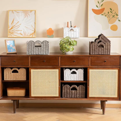 OIAHOMY Scalloped Wicker Baskets, Hand-woven Storage Baskets - Image 7