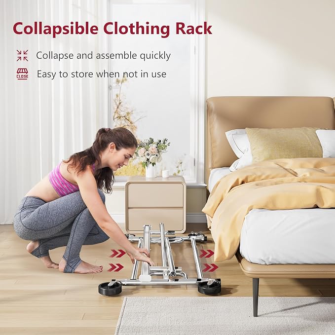 Tajsoon Clothing Rack Heavy Duty Clothes Rack Load 350 LBS, Rolling Clothes - Image 5