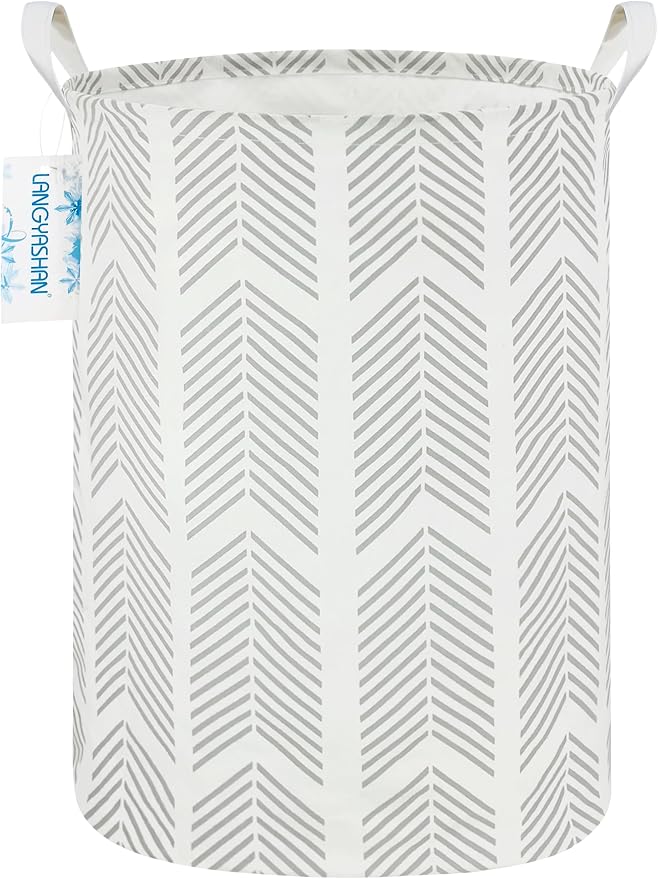LANGYASHAN Laundry Basket Canvas Fabric Collapsible Organizer Basket by LANGYASHAN
