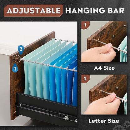 DEVAISE 3 Drawer Wood Mobile File Cabinet, Rolling Filing Cabinet - Image 5