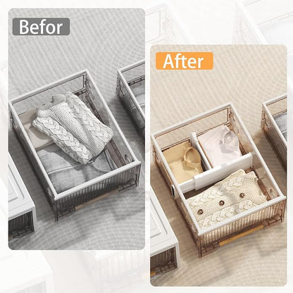 REBECAT 5 Pack Drawer Dividers for Clothes Adjustable Drawer Dividers 4" High - Image 4