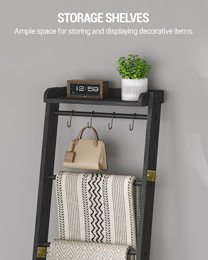 Blanket Ladder Shelf, Decorative Quilt Rack, 7-Tier Farmhouse Ladder Holder - Image 6