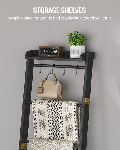 Blanket Ladder Shelf, Decorative Quilt Rack, 7-Tier Farmhouse Ladder Holder - Image 6
