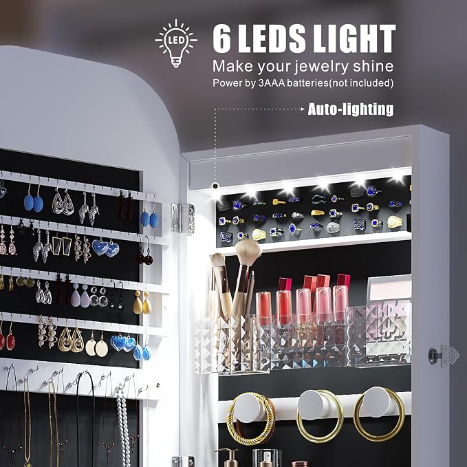 6 LED Mirror Jewelry Cabinet - Image 6