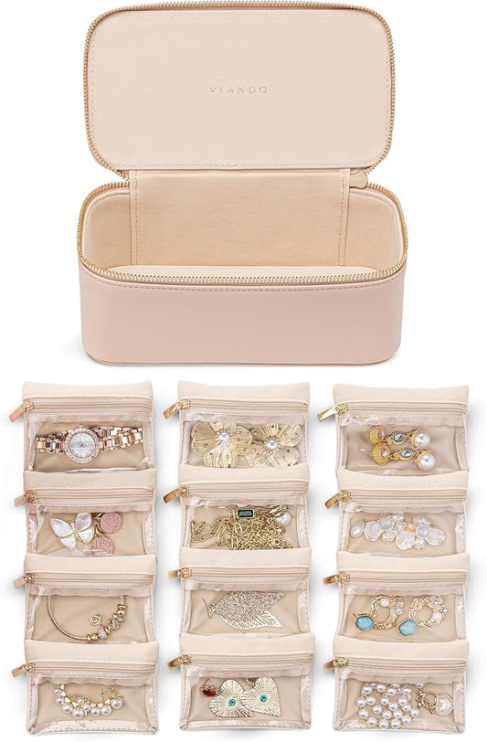 Vlando Jewelry Box with 12 Velvet Jewelry Bags Travel Jewelry Case by VLANDO