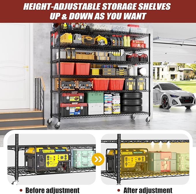 PrimeZone 6 Tier 80.7"H x 55.5"W x 24"D Wire Shelving - Image 5