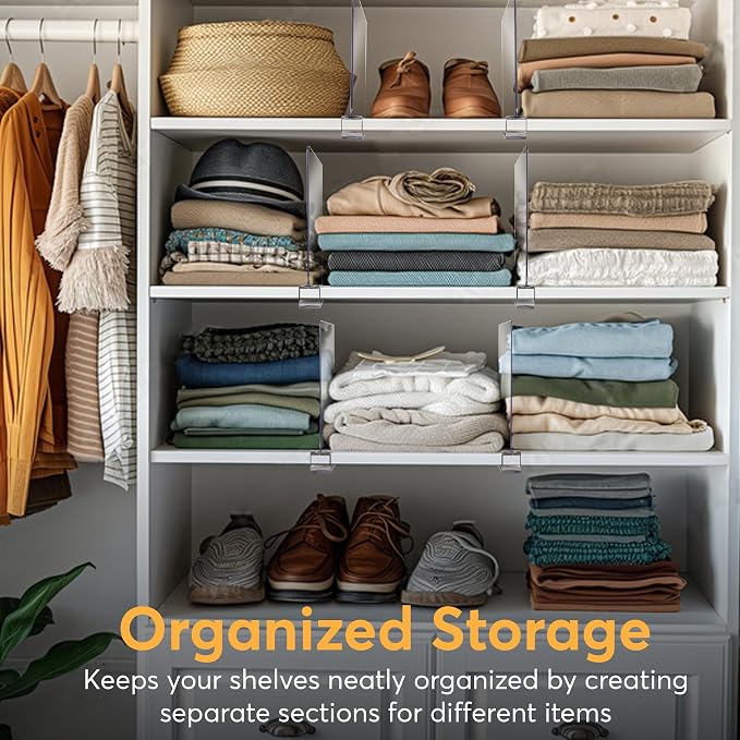 8 Pack Acrylic Shelf Dividers for Closet Organization 11x7.9 Inch – Clear - Image 5