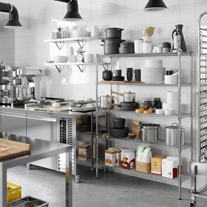 14" Deep x 48" Wide x 64" Height Wire Shelving Kit | 5-Tier | NSF Commercial - Image 8