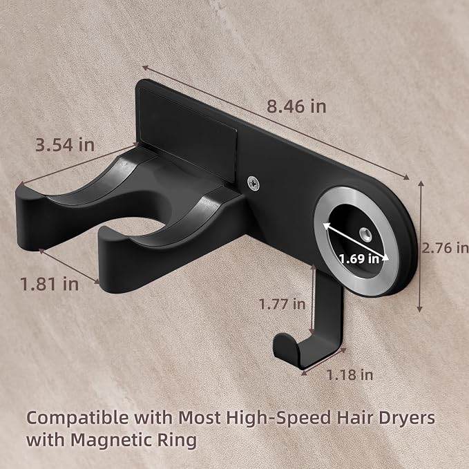 Hair Dryer Holder Wall Mounted, Hair Dryer Organizer Self Adhesive Compatible - Image 6