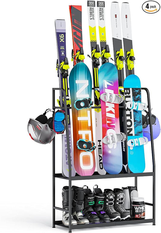 Ski Rack for Garage, Freestanding Snowboard Rack for Ski, Ski Boot, Ski Poles by Lurgno