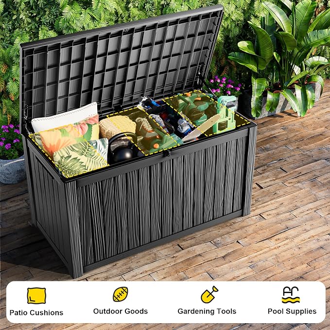 180 Gallon Waterproof Outdoor Storage Box, UV Resistant Resin Deck Box - Image 5