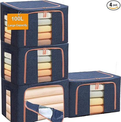 100L Large Storage Bags, Stackable Clothes Storage Bins by SWEERI