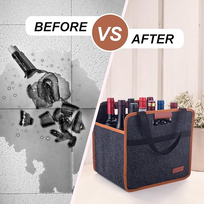 9 Bottle Wine Tote Bag, Insulated Thermal Padded Wine Carrier Tote, Reusable - Image 4