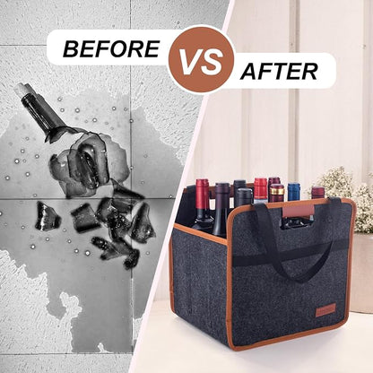 9 Bottle Wine Tote Bag, Insulated Thermal Padded Wine Carrier Tote, Reusable - Image 4