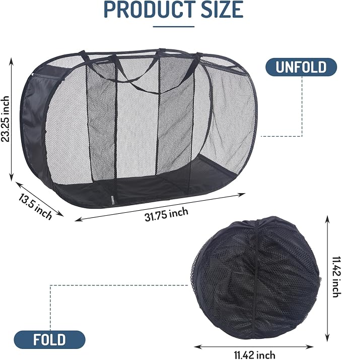 Mesh Popup Laundry Hamper 3 Compartment Sortable Horizontal Collapsible Laundry - Image 7