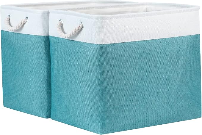 Bidtakay Storage Baskets Extra Large 17x12x15 In Teal Blue Nursery Toy Baskets by BidtakayBaskets