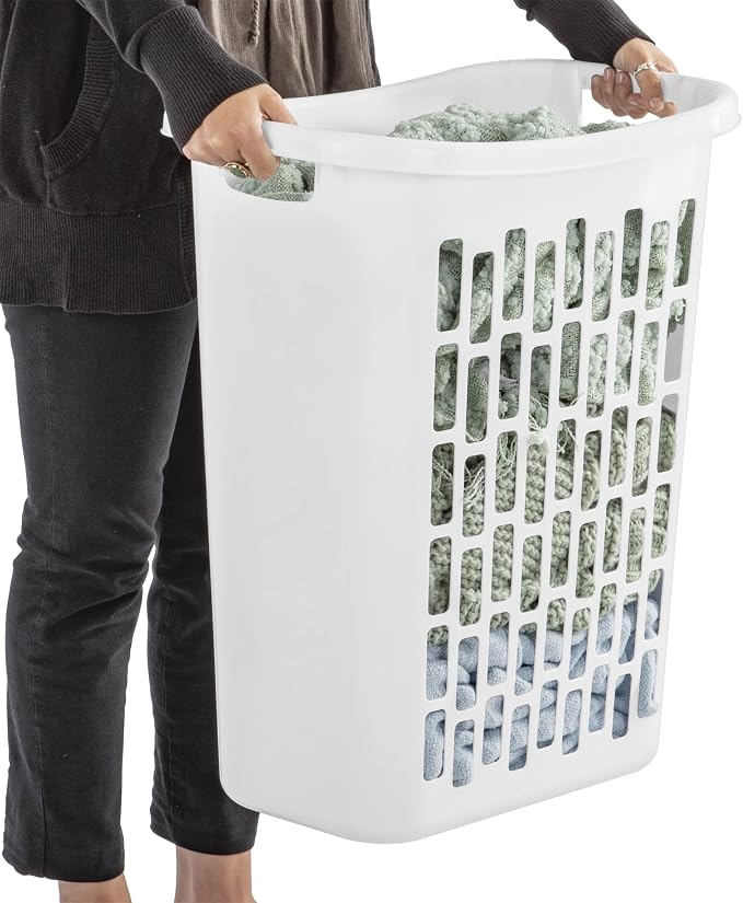 3-Pack of White Heavy-Duty Plastic Laundry Baskets. Large Capacity rectangular - Image 6