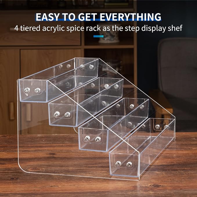 Acrylic Spice Rack, Tiered Spice Rack Shelf Seasoning Organizer - Image 2