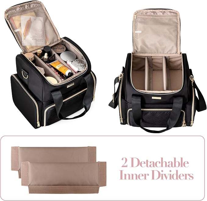 Large Cosmetic Bag with 3 Removable Case, Double Layer Travel Organizer with - Image 3