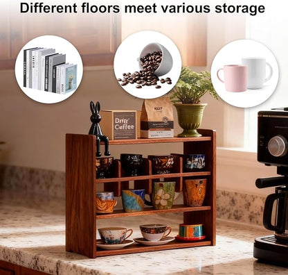 Coffee Cup Holder for Countertop Walnut Wood Coffee Mugs Holder for Kitchen Mug - Image 5