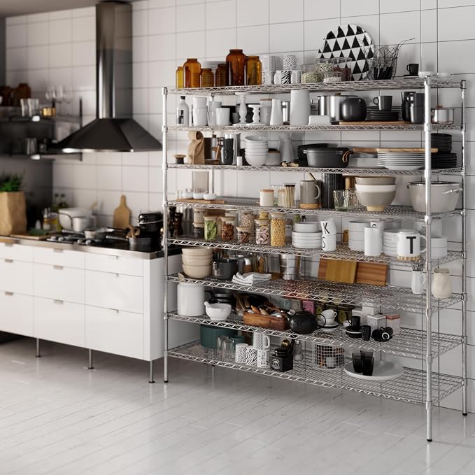 21" Deep x 72" Wide x 74" Height Wire Shelving Kit | 8-Tier | NSF Commercial - Image 2