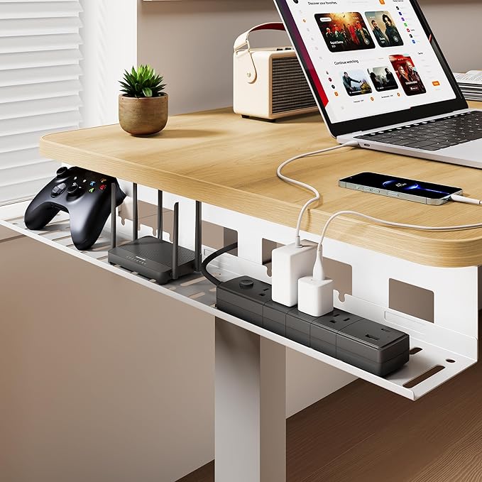 Under Desk Cable Management Tray, 31.5 Inches Metal Cord Organizer Rack - Image 3
