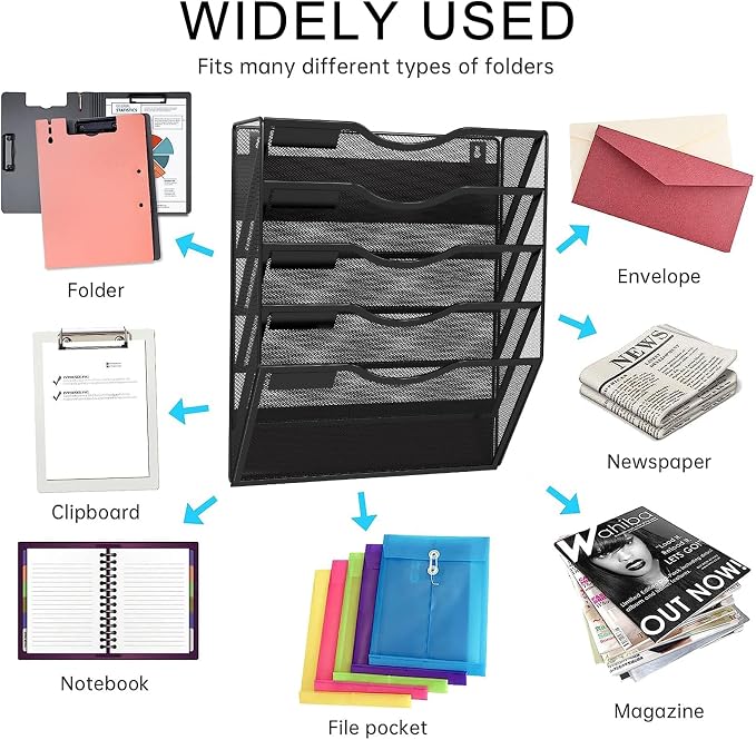 5-Tier Magnetic File Holder, No Drilling Installation File Cabinet Organizer - Image 5