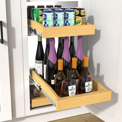 Wooden Pull out Cabinet Organizer 20" W x 21" D x 3.35" H, Heavy Duty Slide Out - Image 8