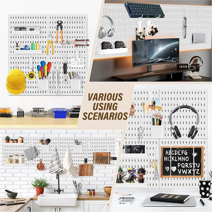 AKTOP Peg Board Wall Organizer 4-Pack – 12"x12" Plastic Pegboard Panels - Image 6