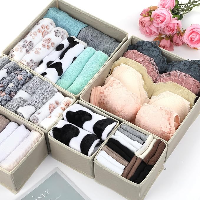 SHENLIU 12 Pack Foldable Cloth Storage Box, Drawer Organizer Clothes, Underwear - Image 6