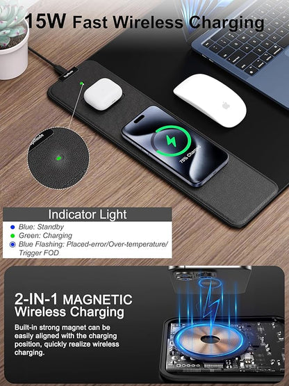 TopMade Mouse Pad with 15W Fast Wireless Charging, 35.43"x15.75" XXXL Large - Image 2